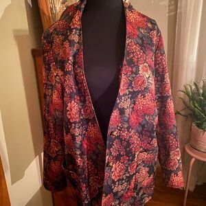Islander Floral Blazer - Black and Red